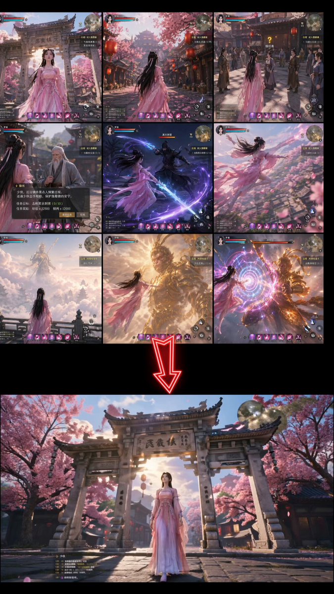 3×3 grid storyboard output