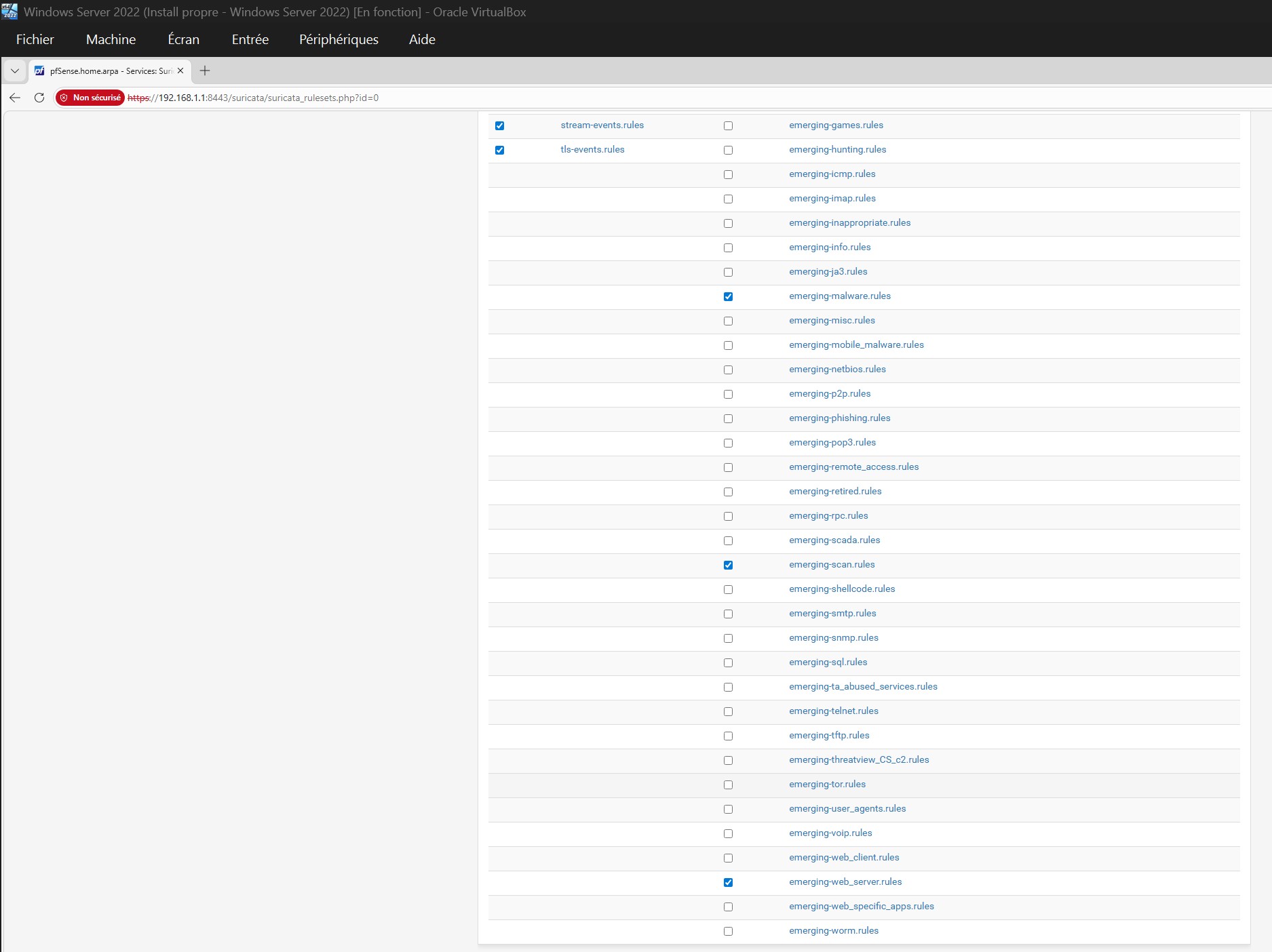 Suricata — LAN 类别已选择 (2/2)