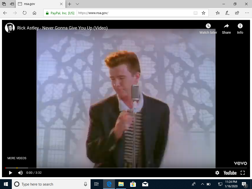Microsoft Edge 中 www.nsa.gov 的扩展验证证书截图