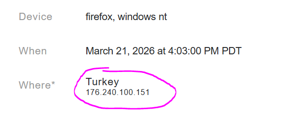 Post-compromise email access attempt