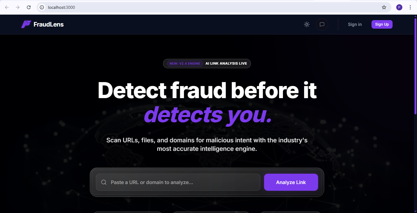 FraudLens Landing Page