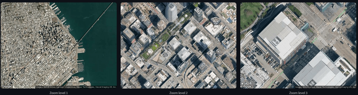 三视角卫星视图