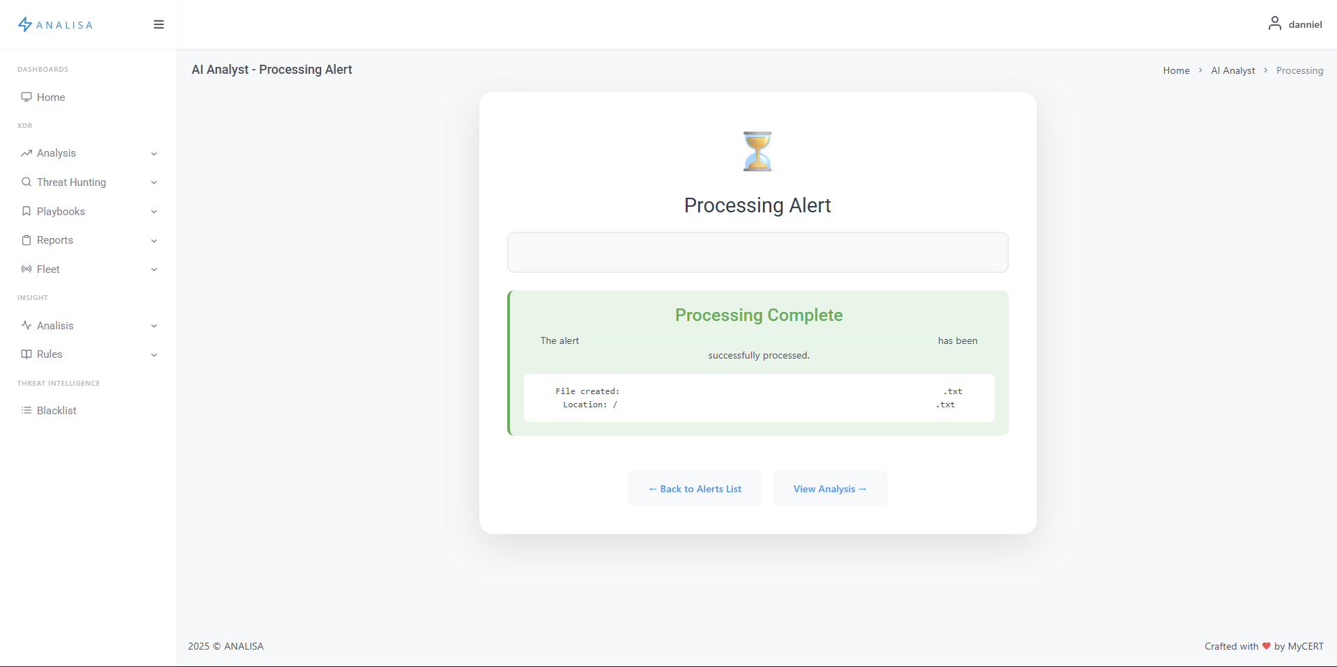 Alert Process Completed