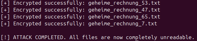 Attack completion output