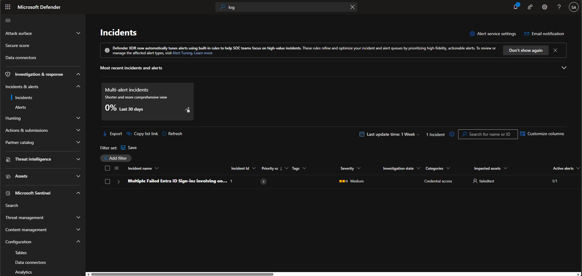 已生成 Sentinel 事件