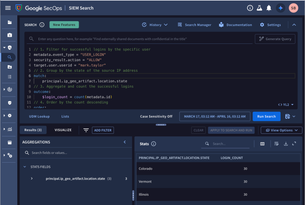 Google SecOps UI Result