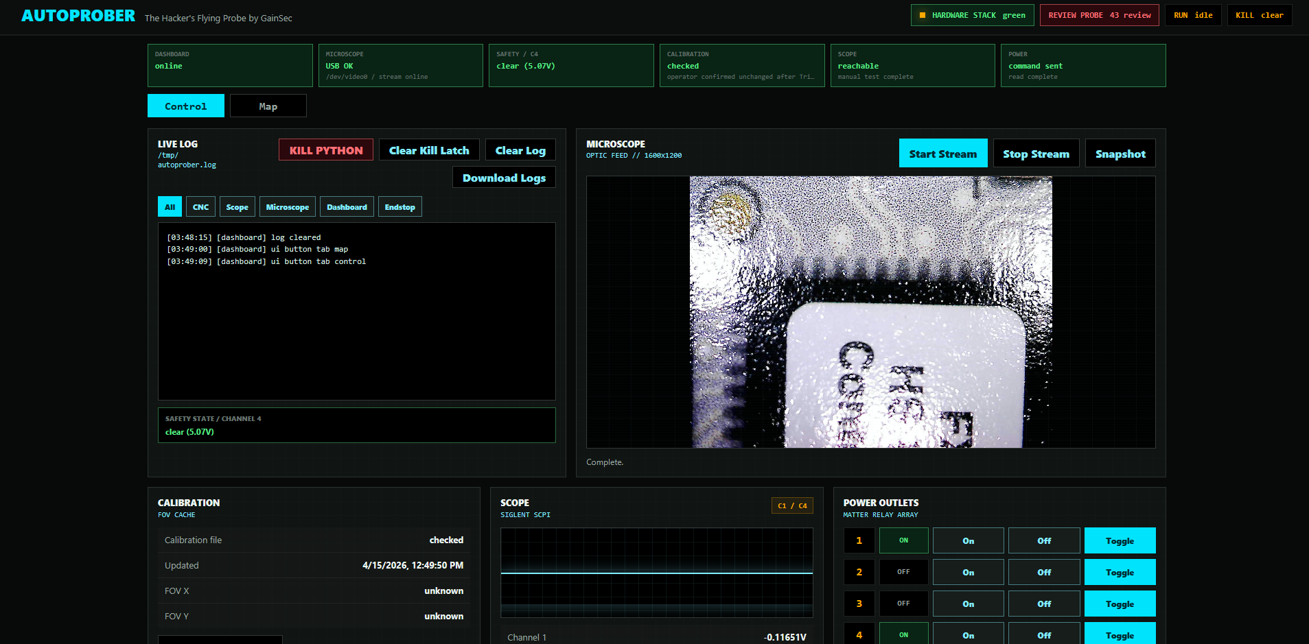 AutoProber 网页仪表盘顶部
