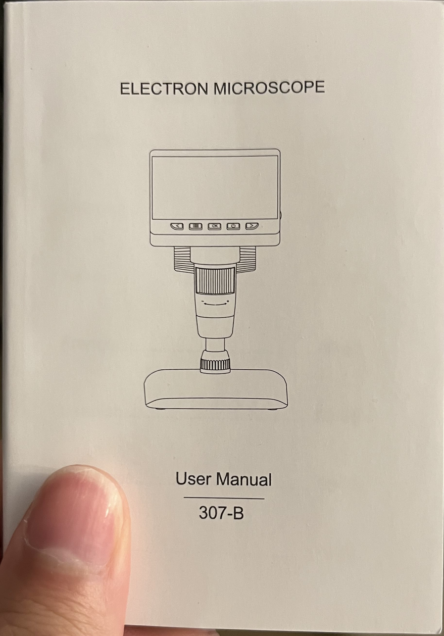 User manual claiming that a digital microscope is an electron microscope
