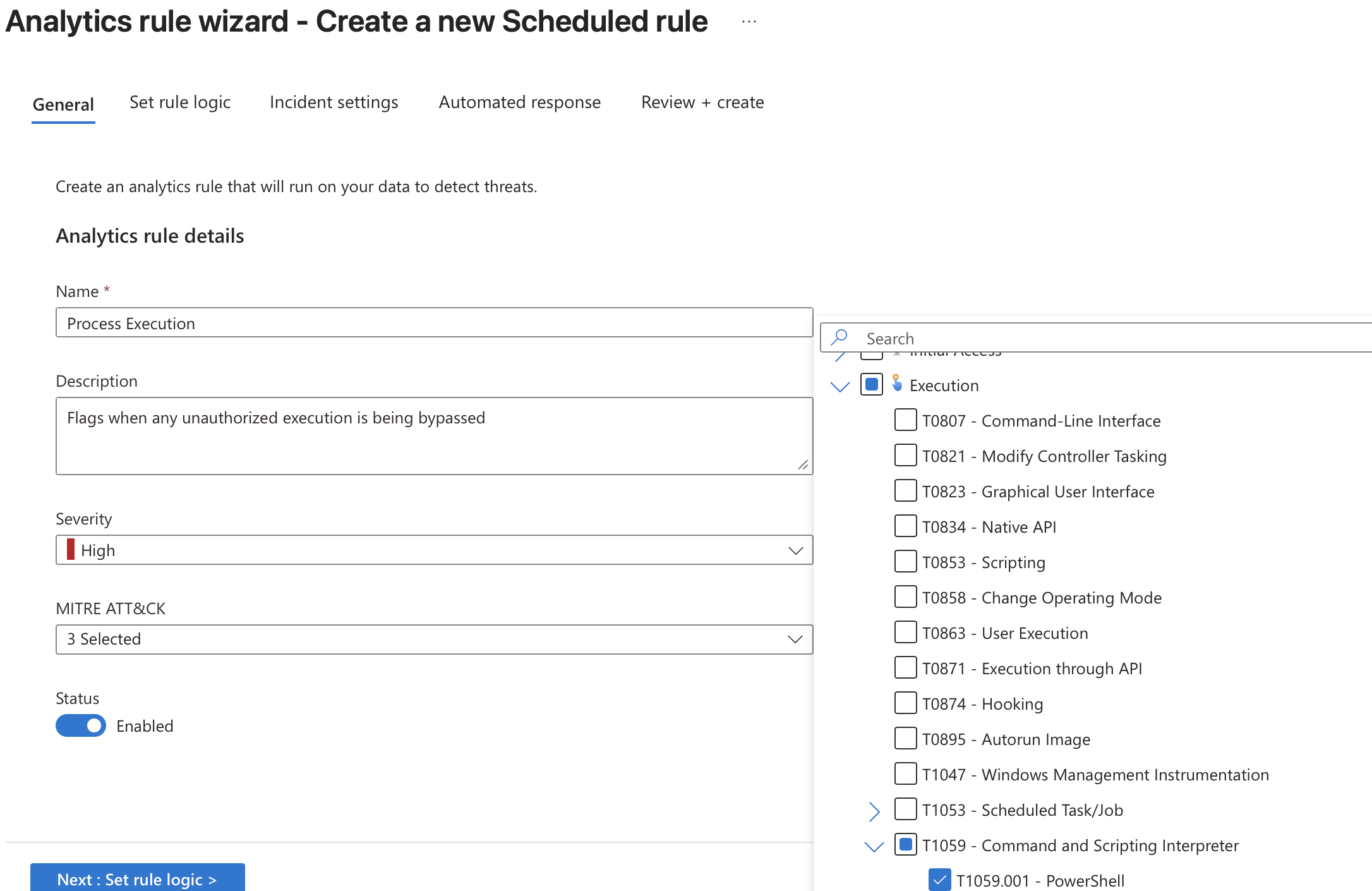 Sentinel Analytics Rule — MITRE ATT&CK 映射