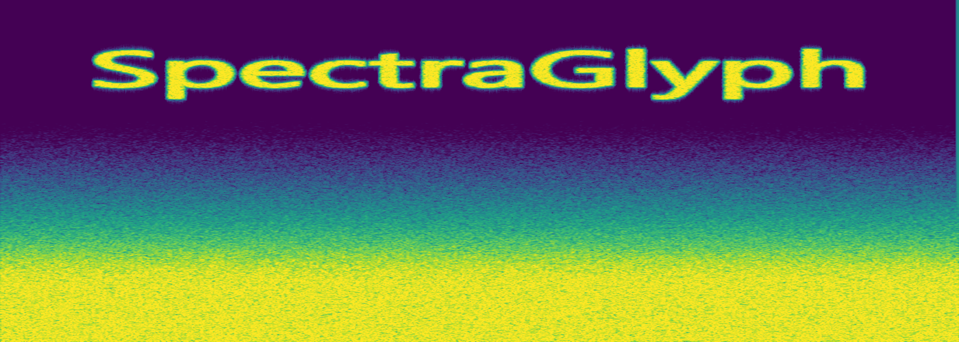 Spectrogram of an audio file with the word 'SpectraGlyph' painted into the 17–21 kHz band