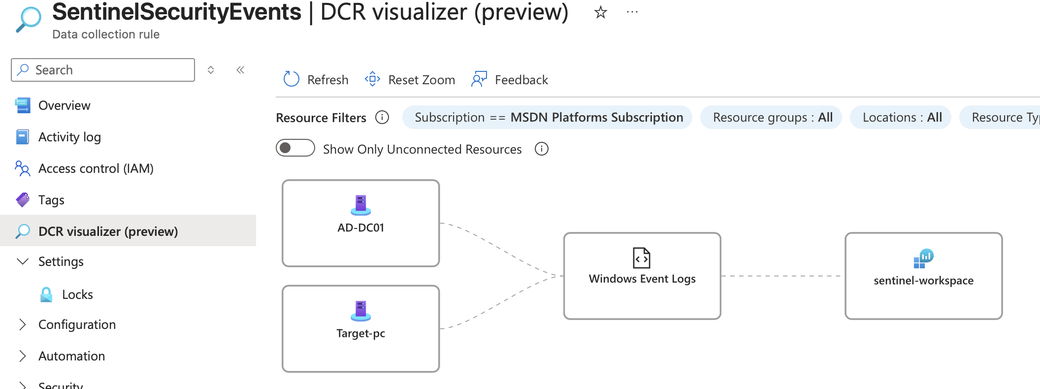 数据收集规则(DCR)配置——两台 VM 作为资源