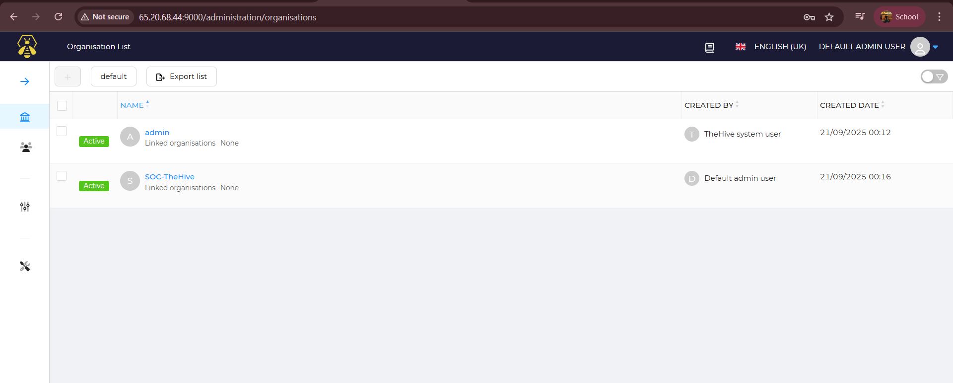 TheHive 组织列表
