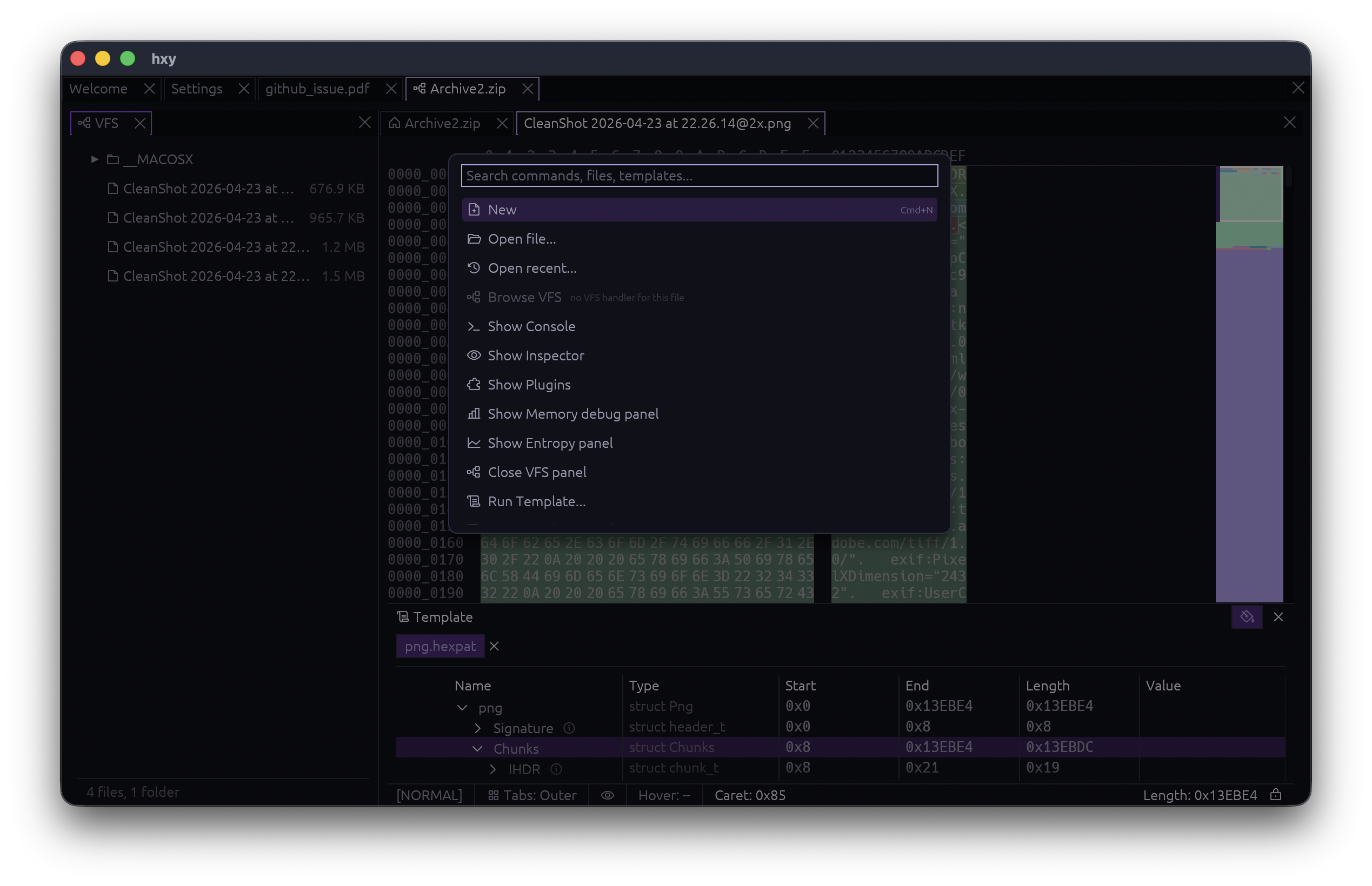 command palette