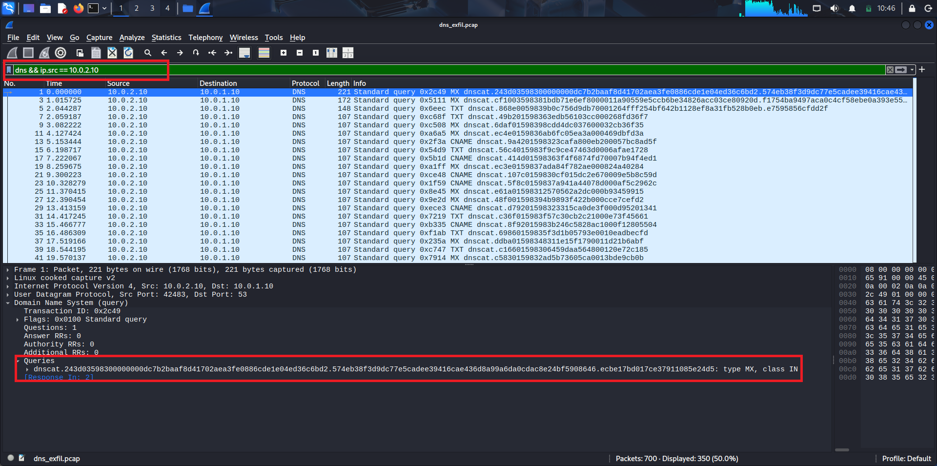 DNS Tunneling Raw Packets