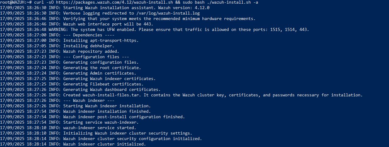 Wazuh 安装终端输出