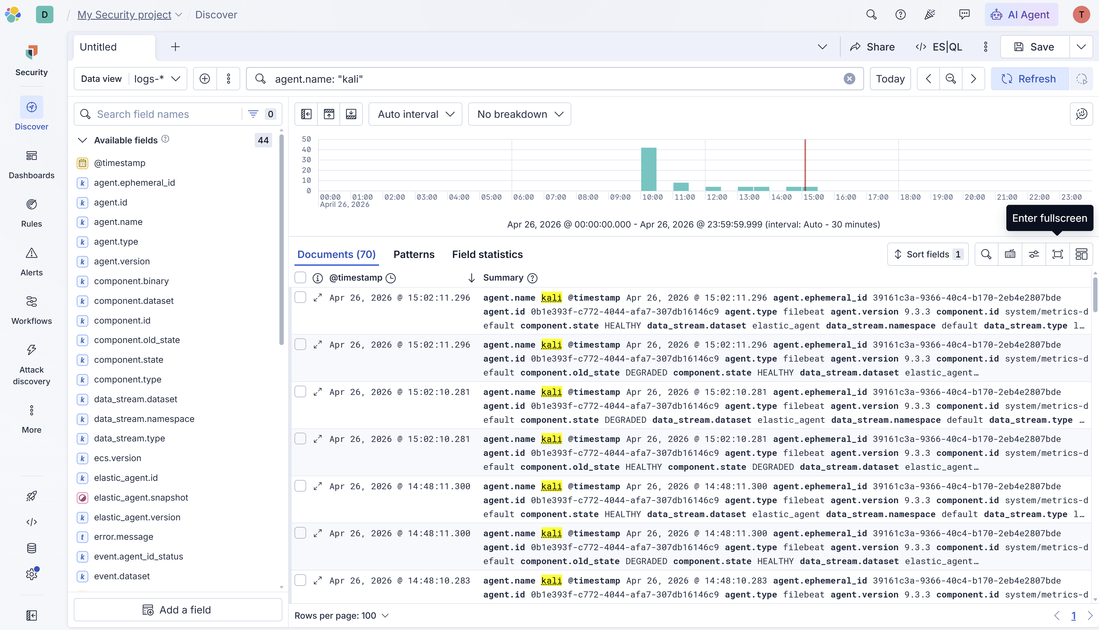 Elastic 威胁狩猎 Kali 日志