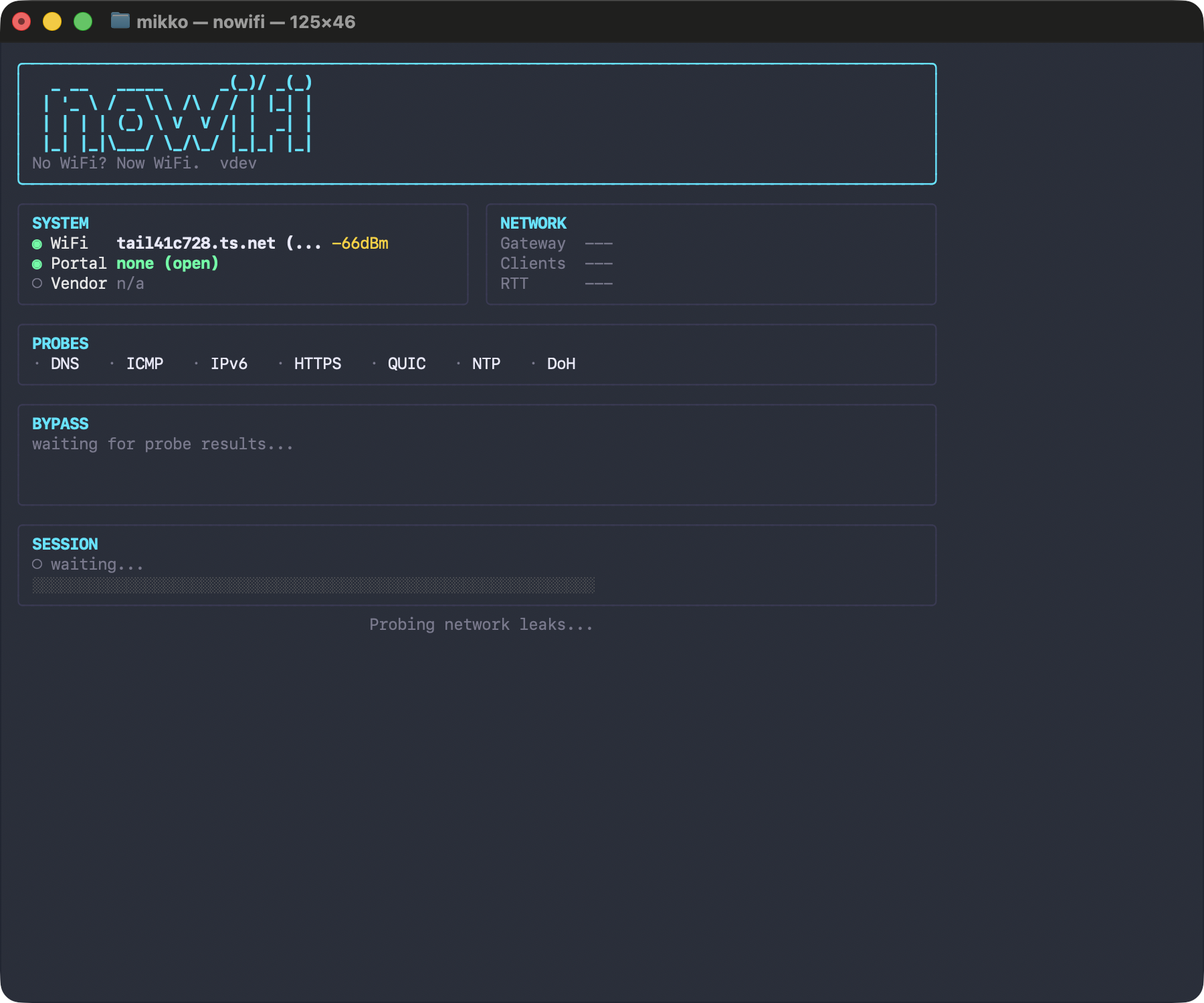nowifi dashboard