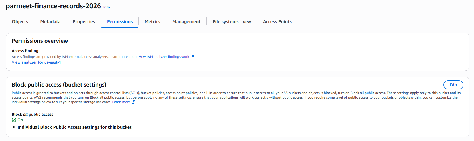 Block all public access