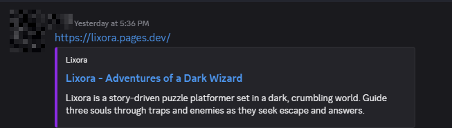 link associated with message