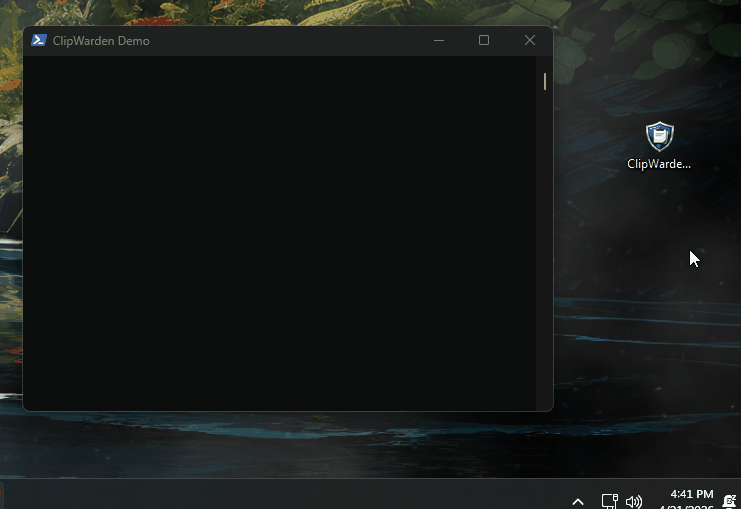 ClipWarden detecting a clipboard substitution