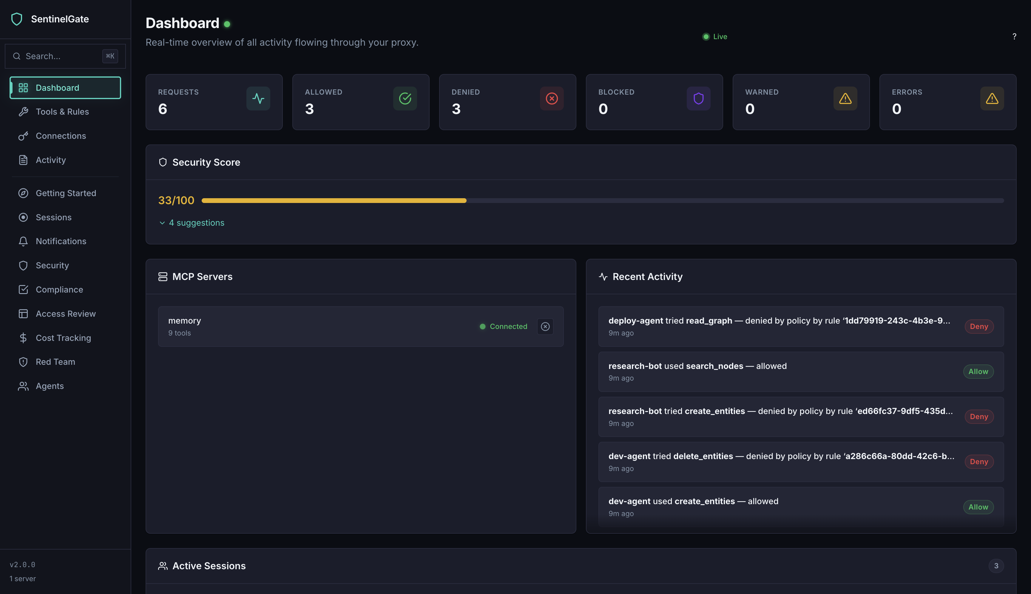 Tools & Rules with per-tool Allow/Deny enforcement