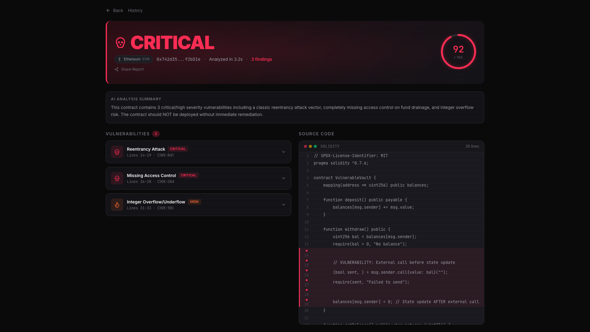 Vulnerable EVM Report