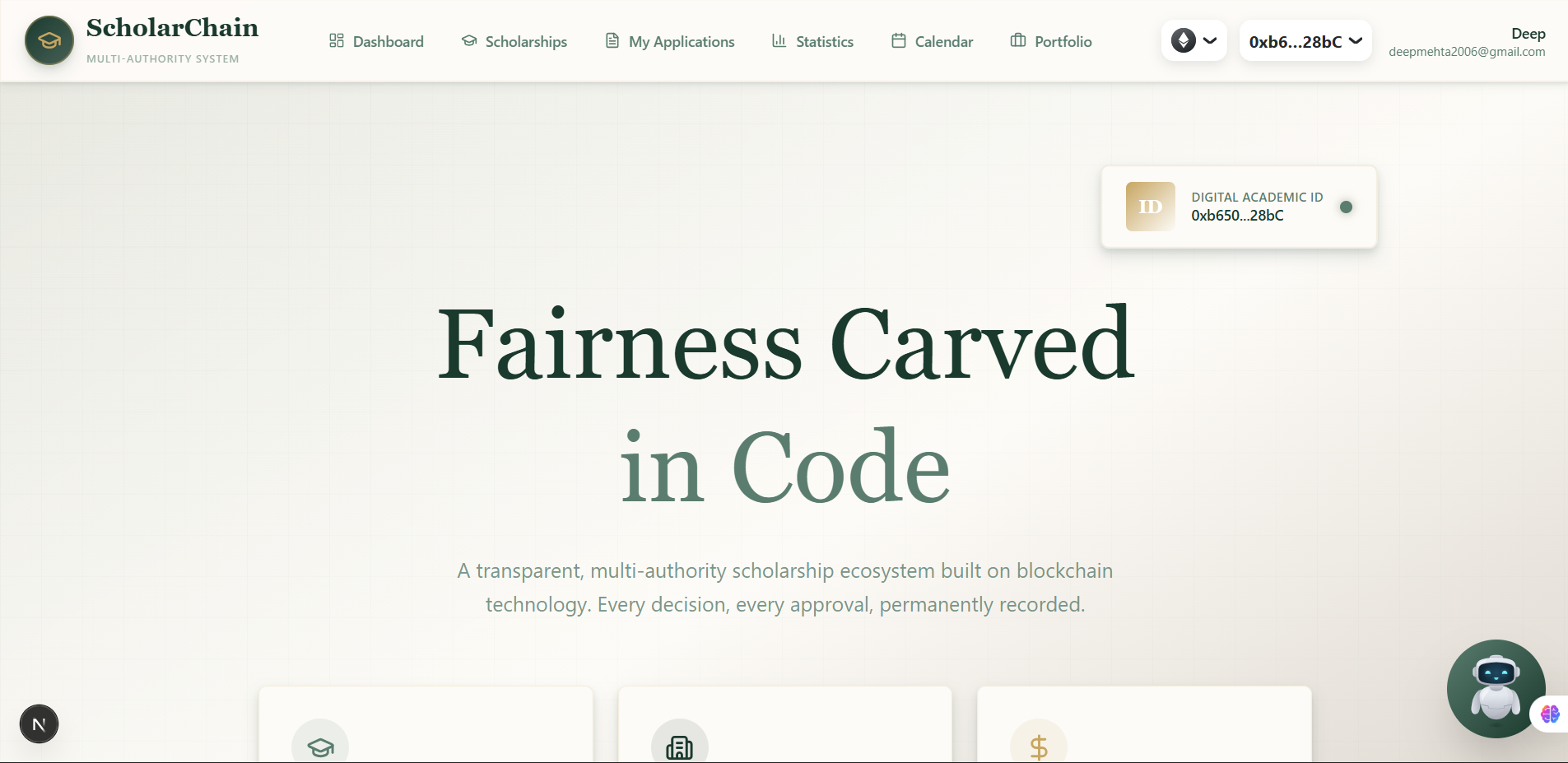 Scholarship Chain Landing Page