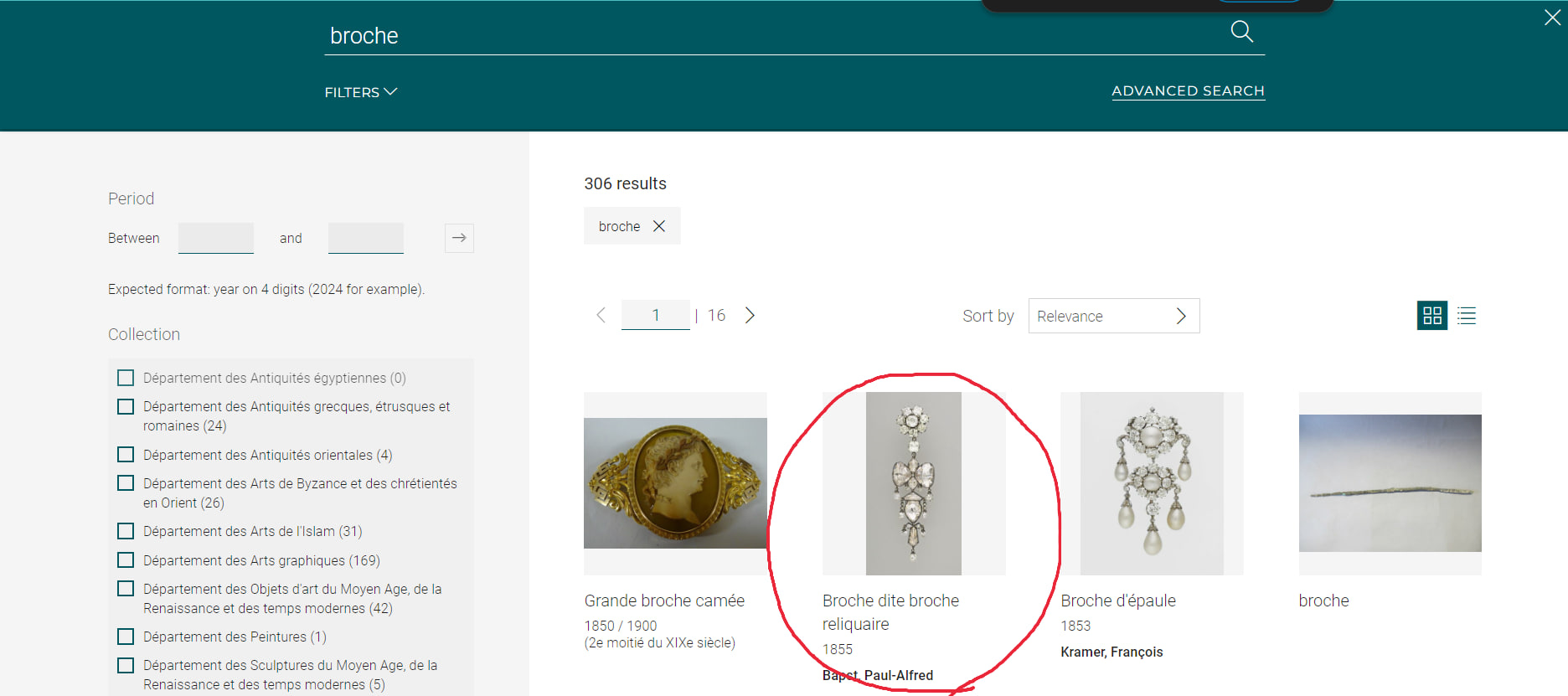 卢浮宫藏品 — 胸针搜索结果