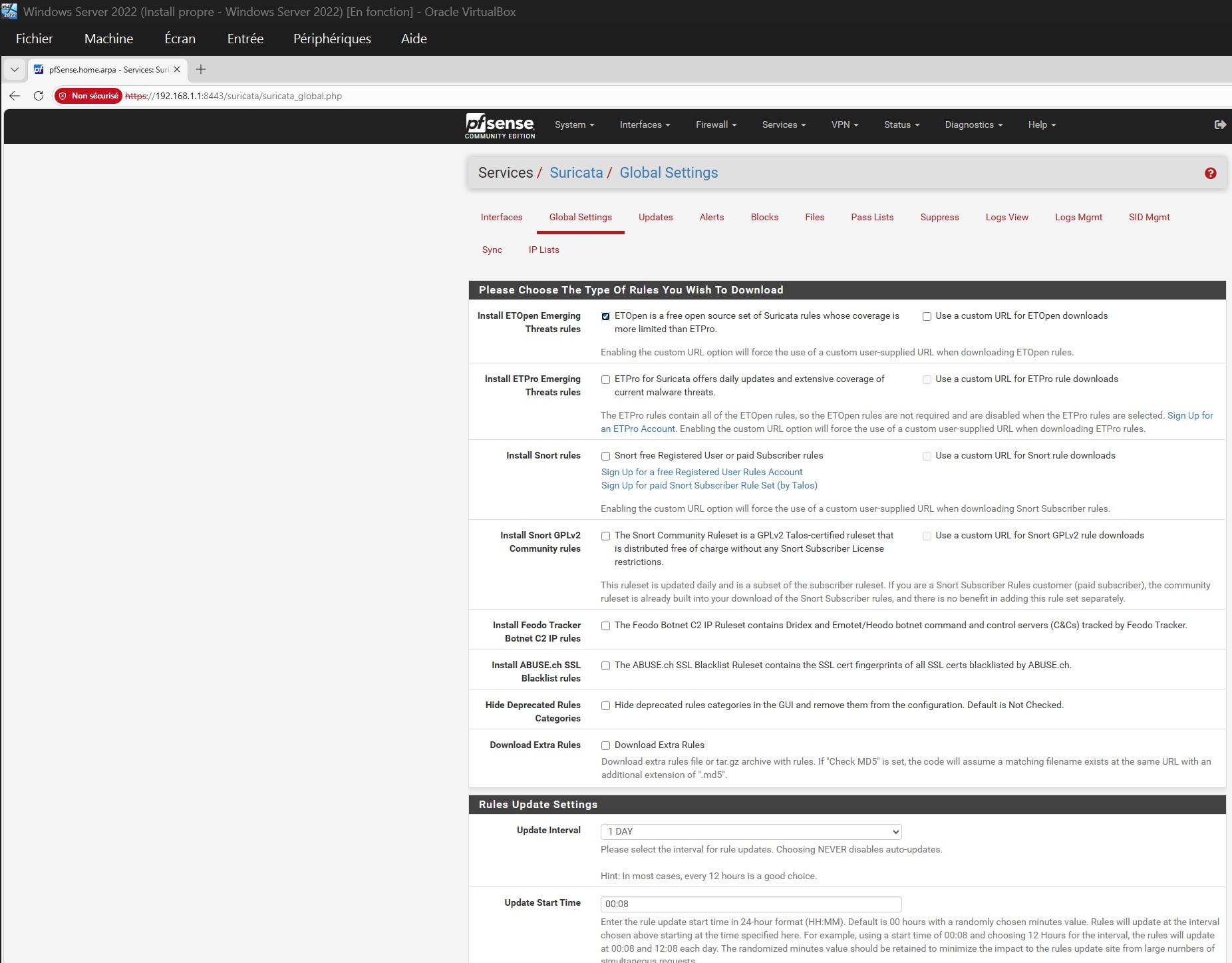Suricata — 全局设置,ET Open 已启用