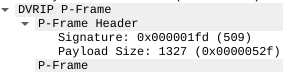 DVRIP P-Frame in Wireshark