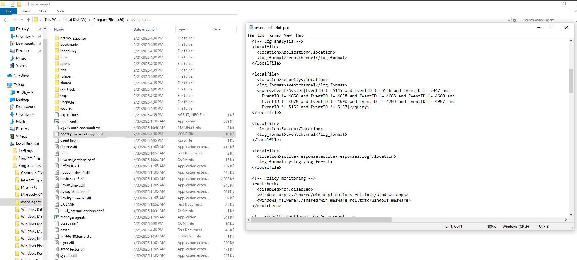 ossec.conf Sysmon 配置