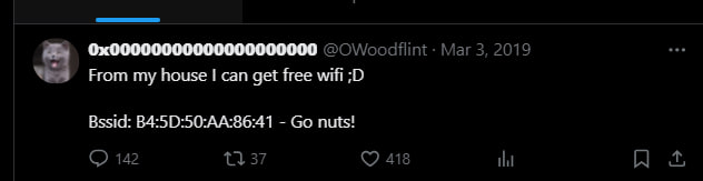 包含 BSSID 的推文