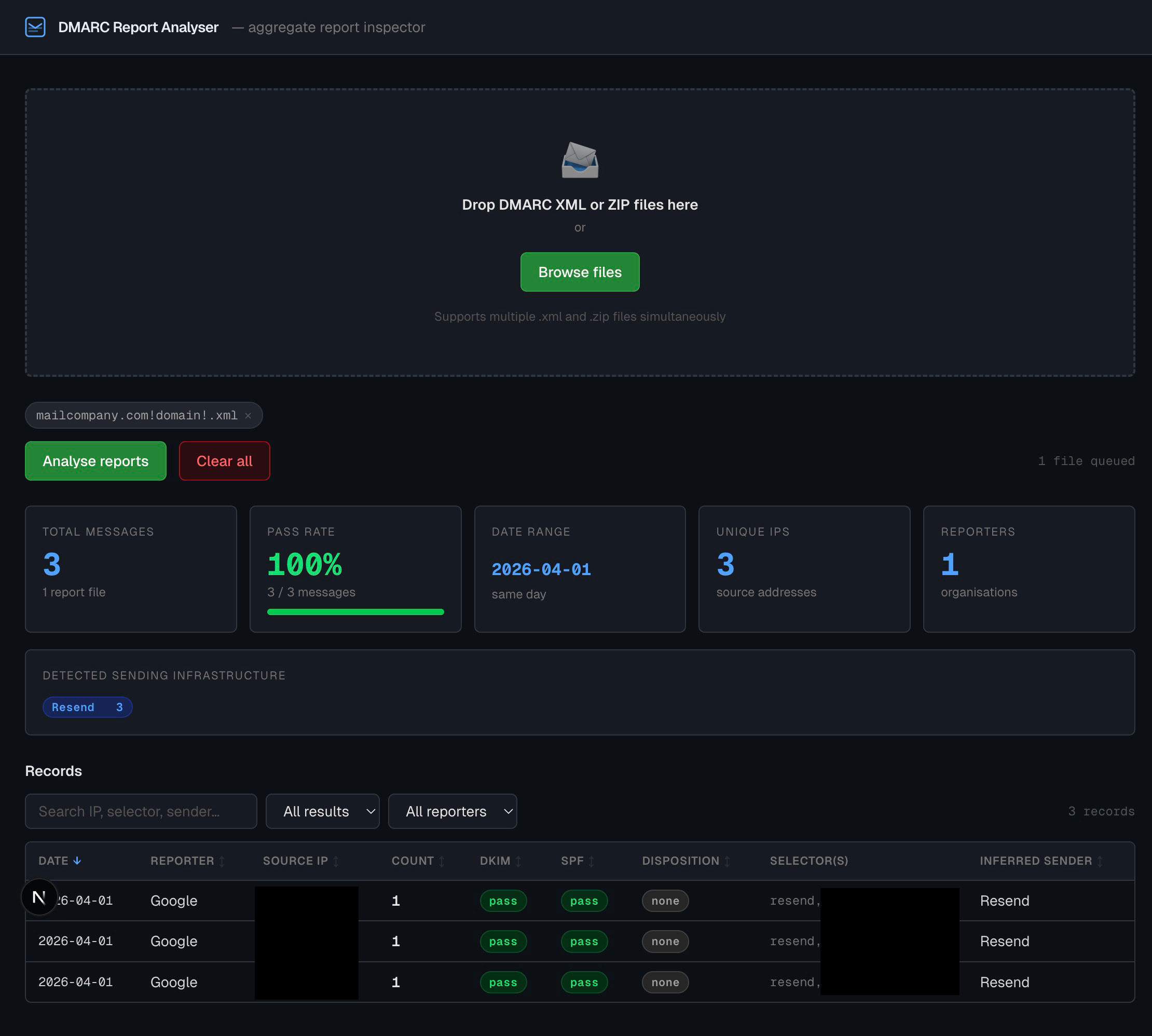 DMARC 报告分析器