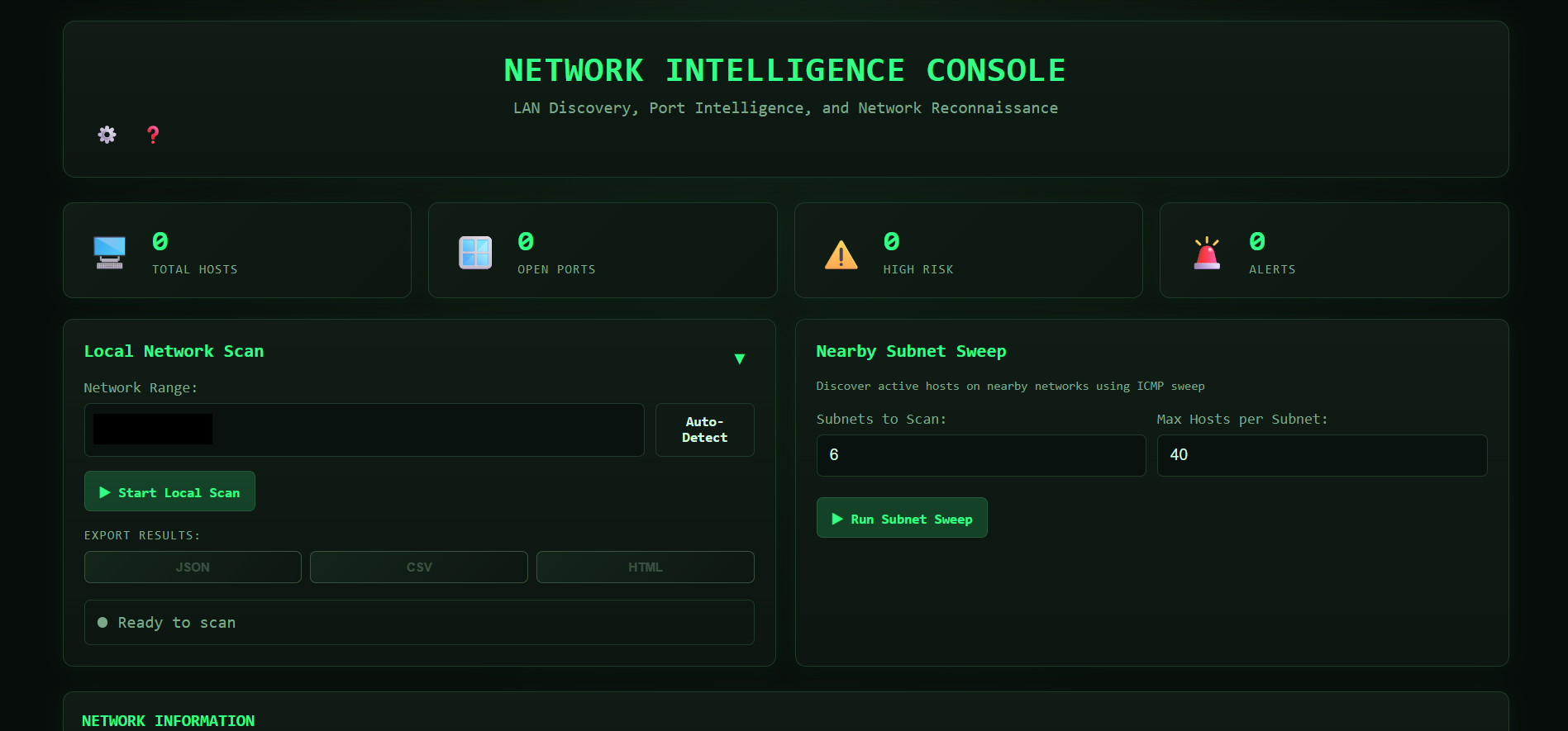 网络智能扫描器 Web 仪表板