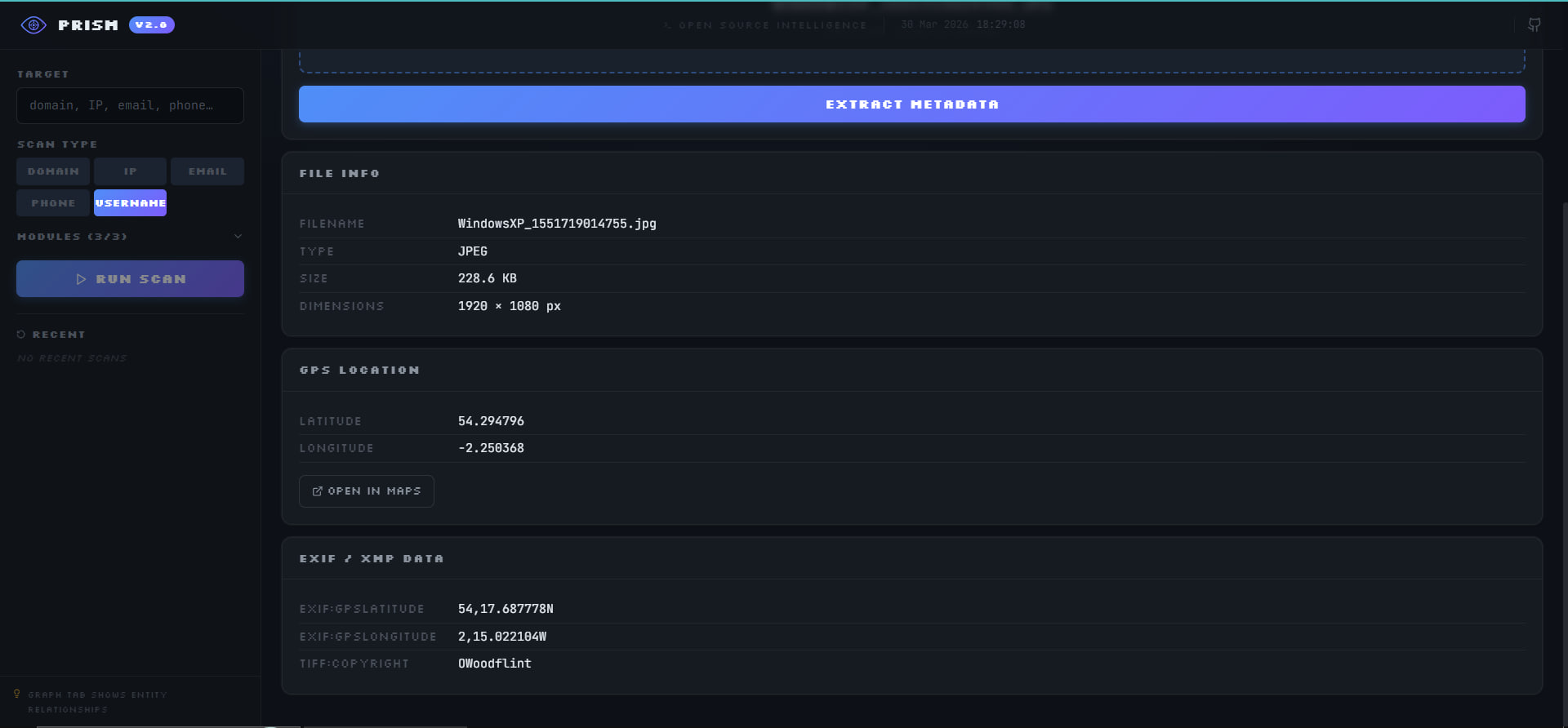 PRISM 文件元数据输出