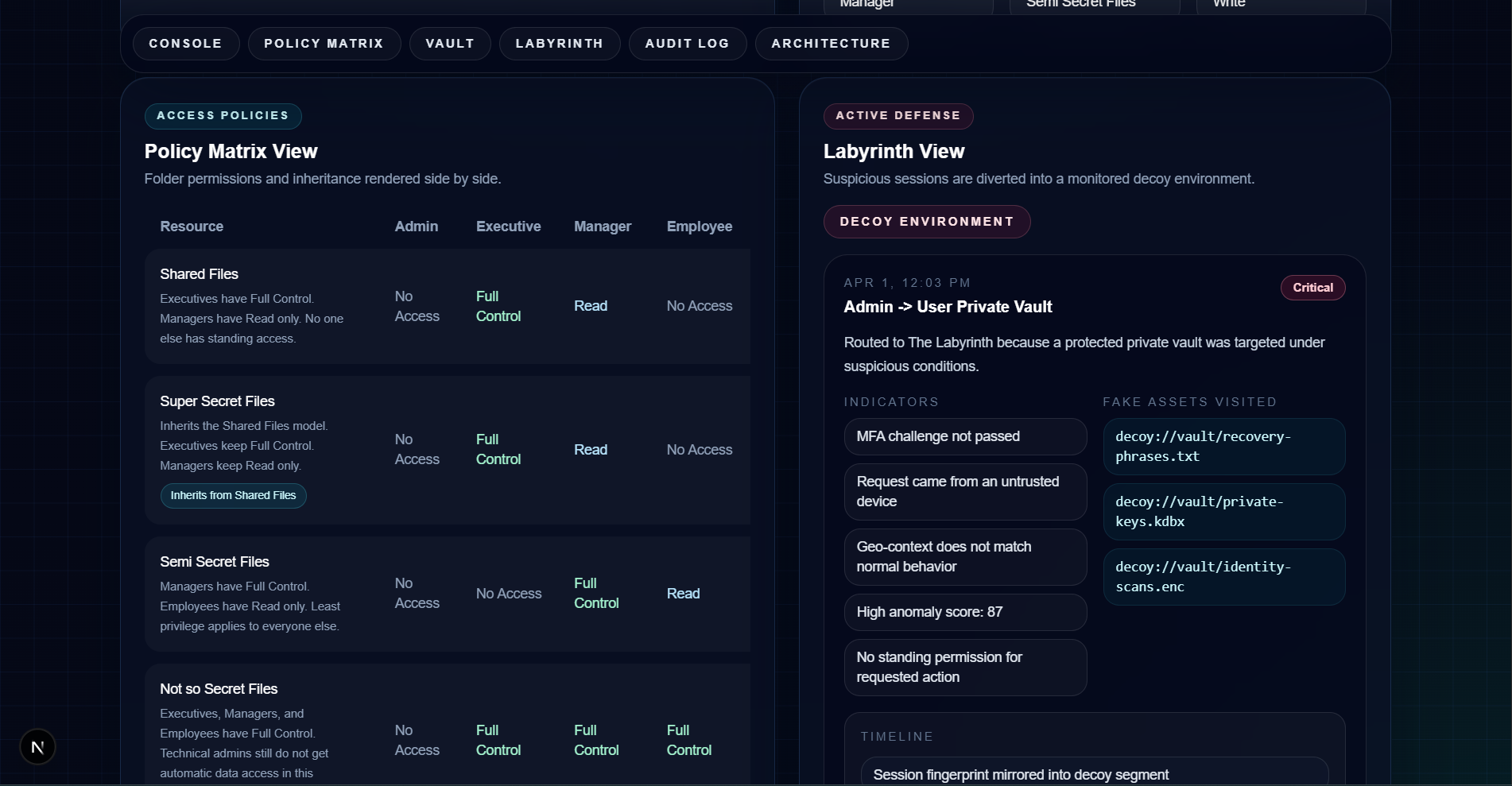 Policy Matrix and Labyrinth View