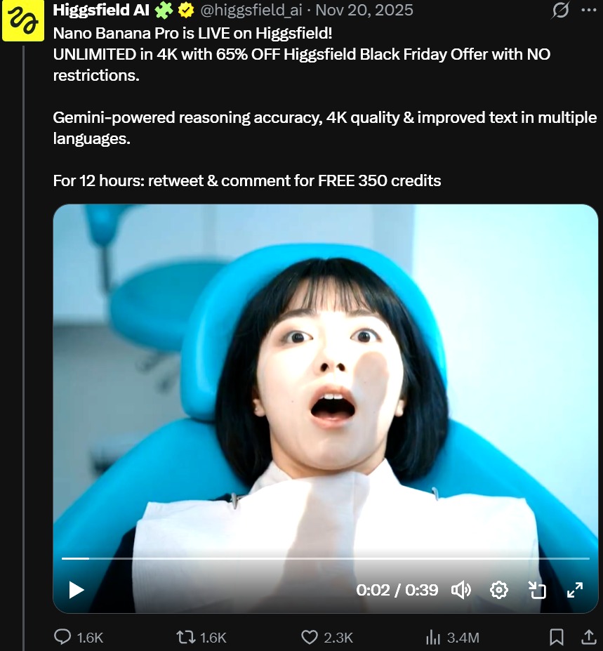 Higgsfield 黑色星期五无限制广告