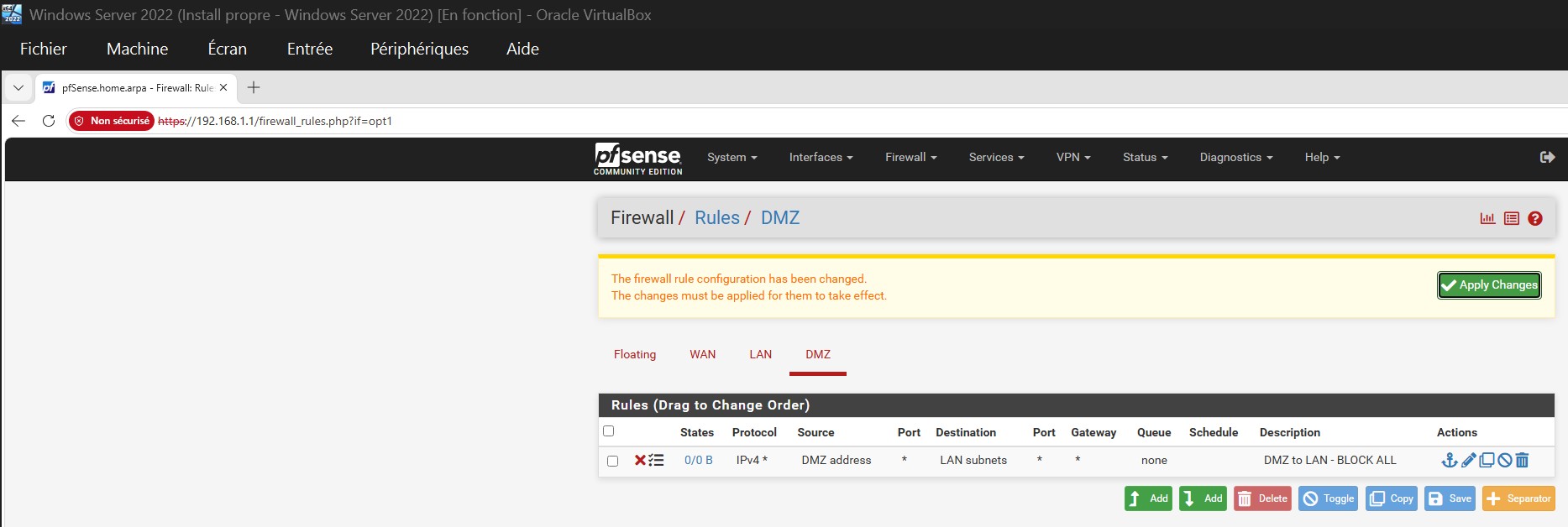 DMZ — 拒绝所有规则