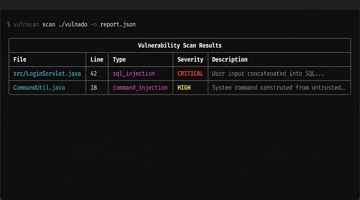 vulnscan CLI: Rich vulnerability table