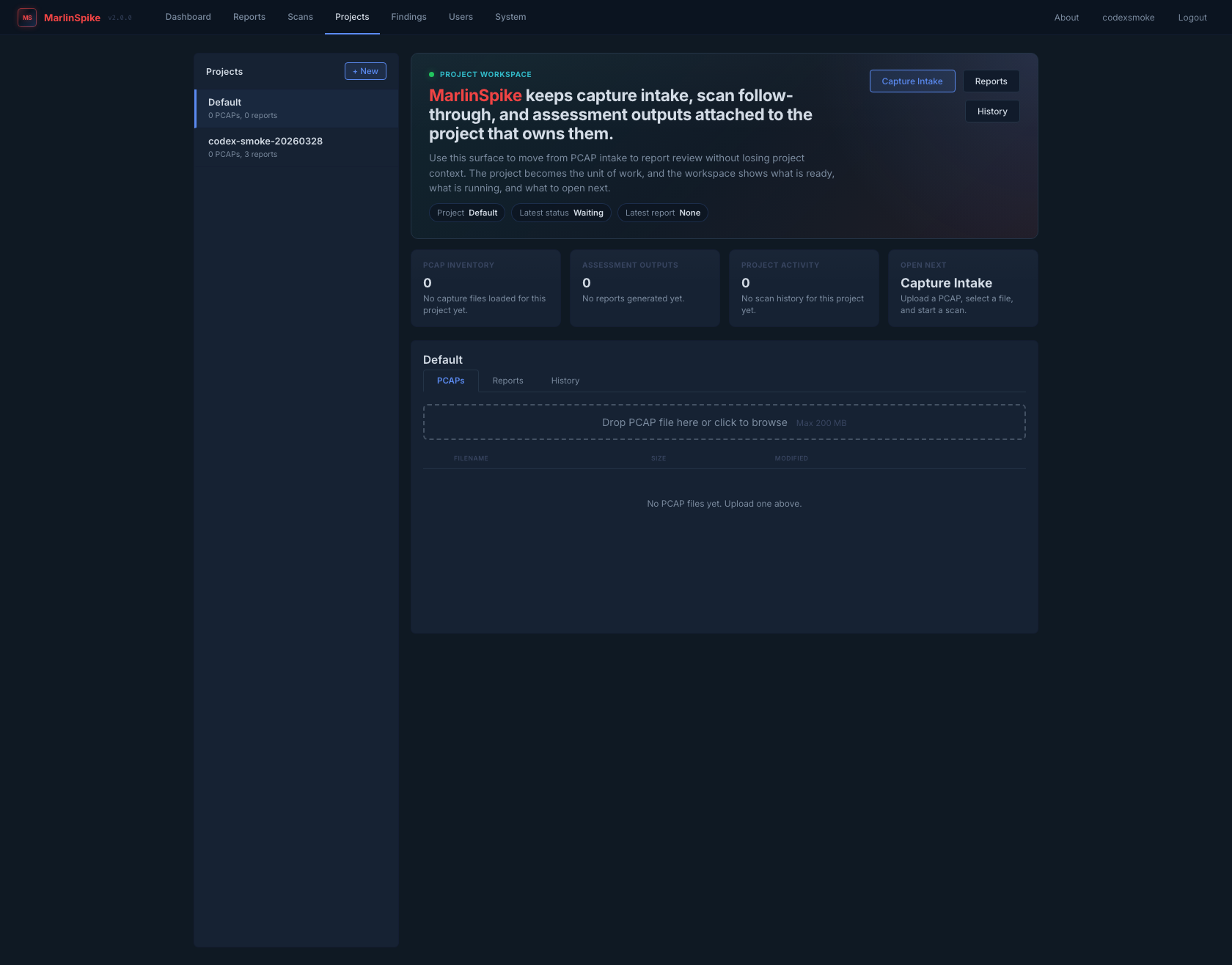 Live project workspace used during smoke validation
