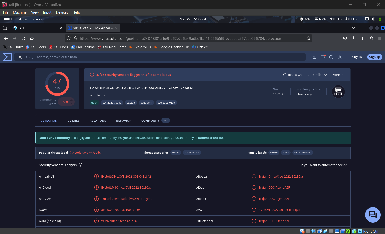 VirusTotal 检测结果
