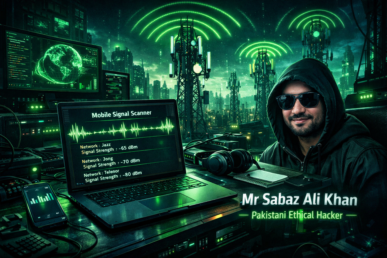 Cybersecurity expert in futuristic workspace