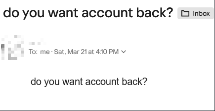 Account extortion attempt