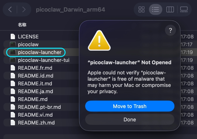 macOS Gatekeeper warning