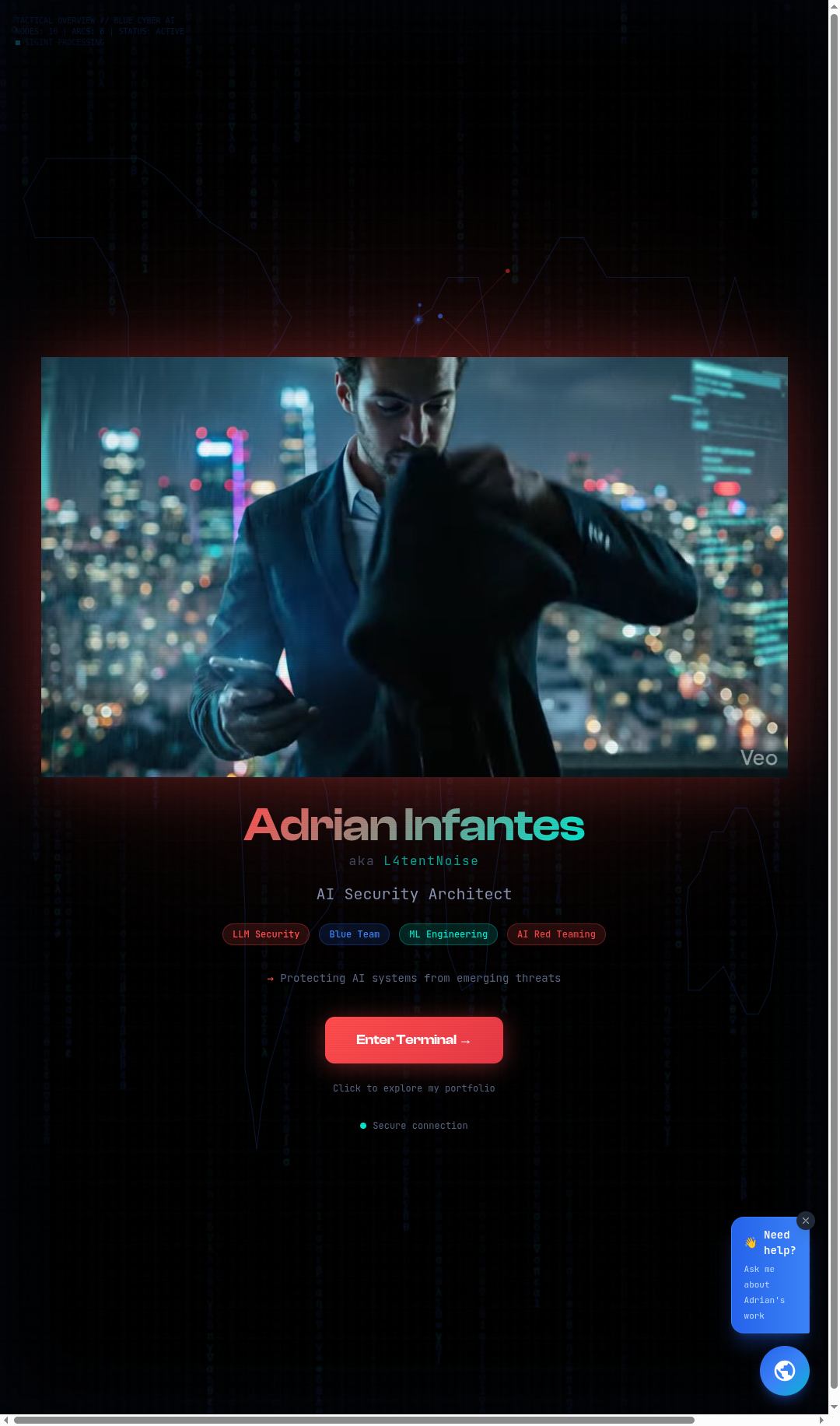 登录屏幕,显示 AI 安全架构师个人资料和 3D 地球仪