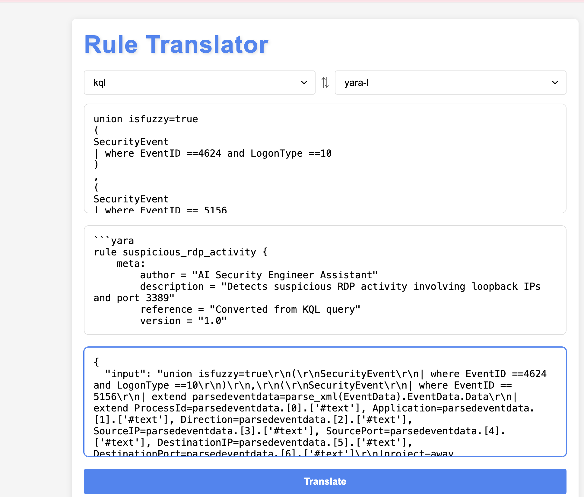 Web Application Interface
