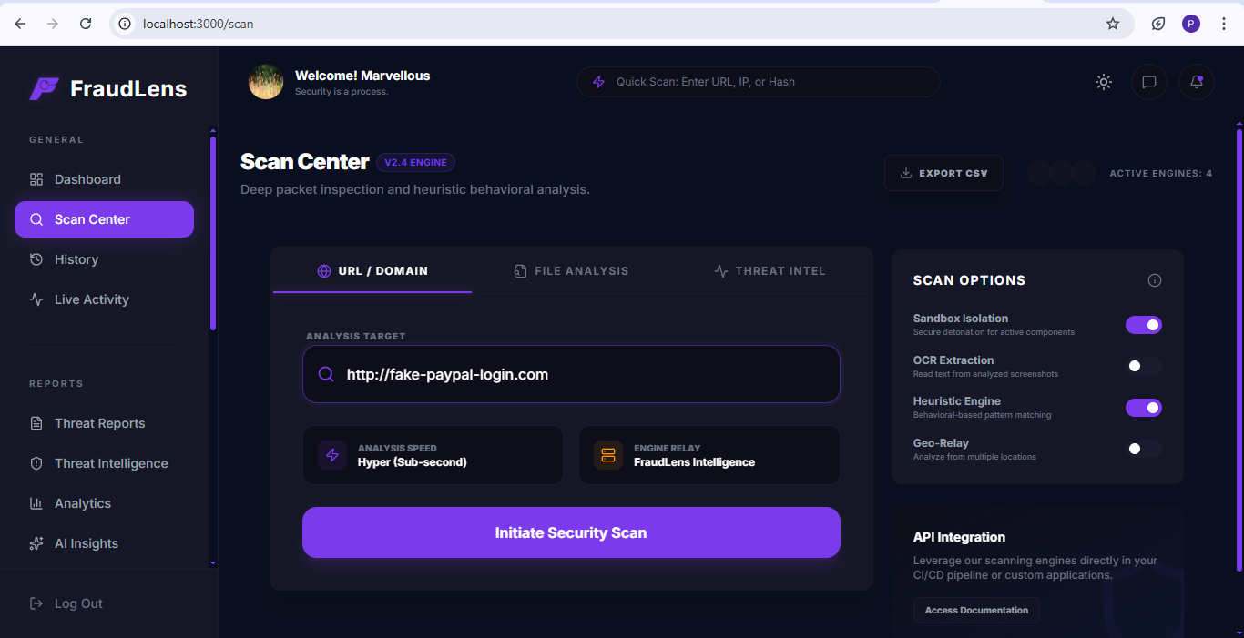 Scan Center - Phishing URL