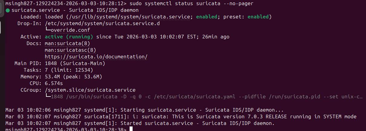 图 3:路由器上激活的 Suricata IPS——以 NFQUEUE 模式运行 (queue 0) 进行内联数据包检查