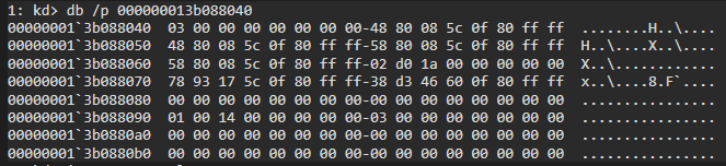 windbg kernel debbuger db system address