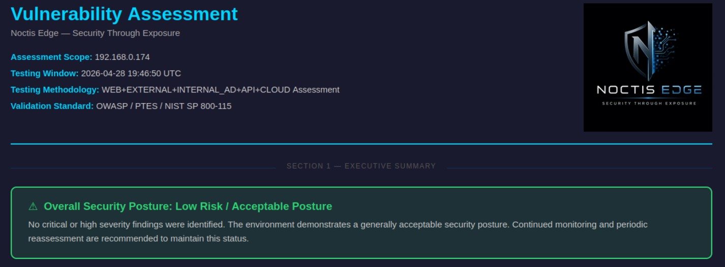 HTML report executive summary